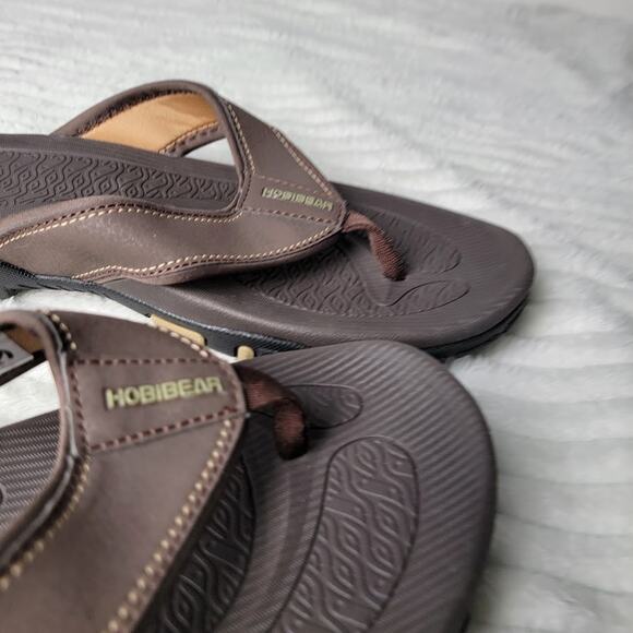 Hobibear Men’s Flip Flop Sandals Size 11.5 Brown Comfort Thong Beach Shoes NWOT - Picture 2 of 7